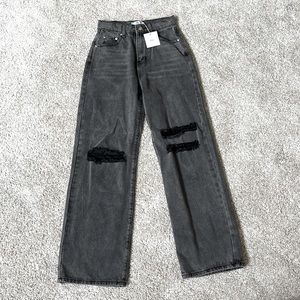 Adika Ripped Flare Black Jeans